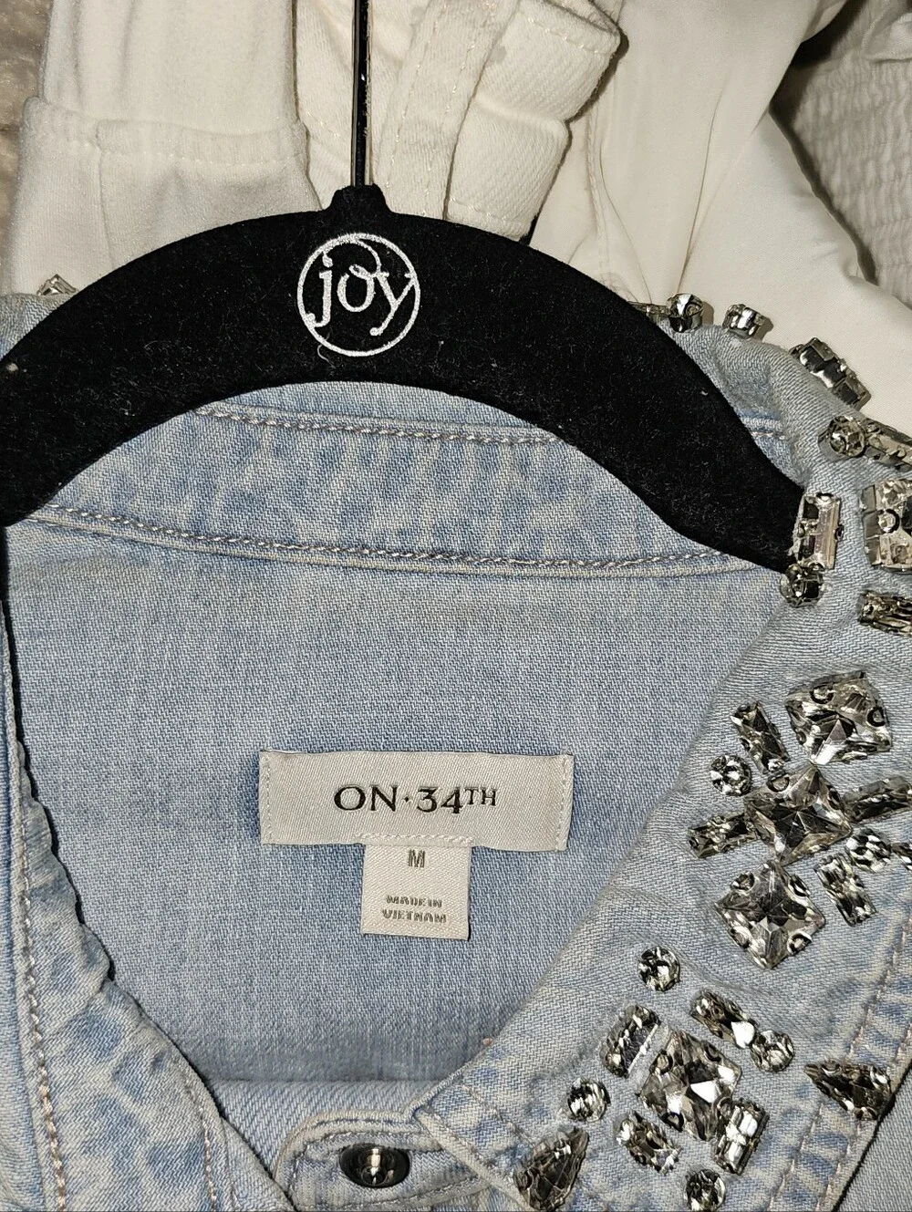 MACY'S: ON 34th Embellished-Collar Denim Shirt & Embellished Barrel-Leg Jean